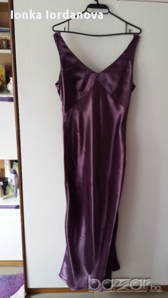 Сатена лилава рокля, размер М, снимка 1
