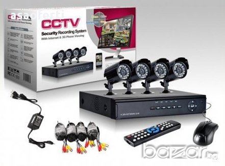Пълен Пакет Hd 4 камери Система за видеонаблюдение и охрана четириканална промоция, снимка 1