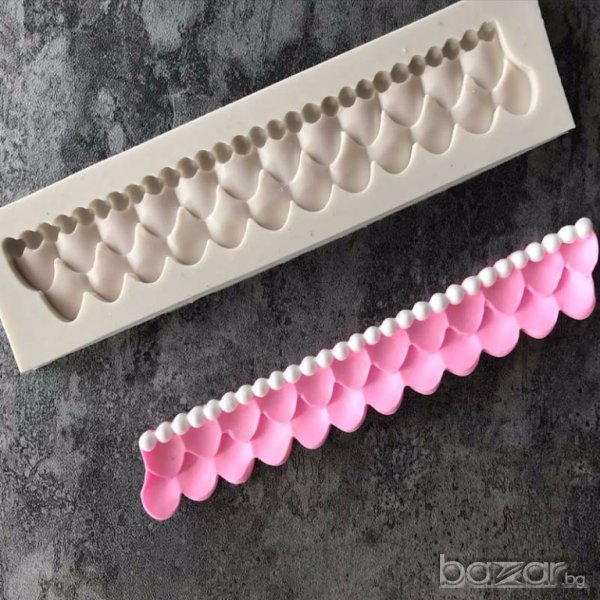 Б3 Редове къдрички люспи борд кант силиконов молд форма декорация торта фондан шоколад и др., снимка 1