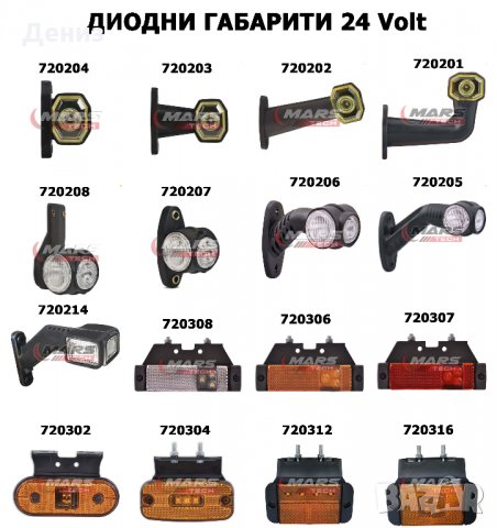 24V! НОВИ! LED габарити, диодни габарити, странични габарити, рогчета!