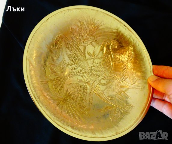 Висока бронзова фруктиера с папагали 430 гр. 