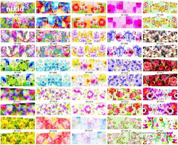 # 4 МОДЕЛ 50 БР пъстри ЦВЕТЯ татос ваденки водни стикери за нокти маникюр, снимка 2 - Продукти за маникюр - 15362551