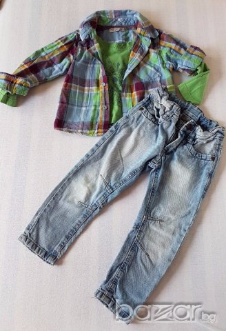 Дънки и риза 2-3 години, снимка 1 - Детски панталони и дънки - 19318534