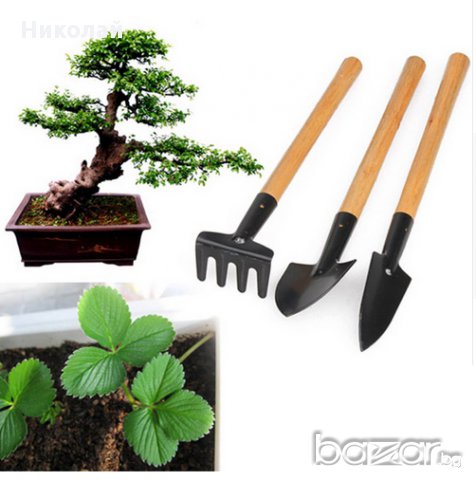 Малки градински инструменти за саксия градина лопата , търмък комплект 3 части, снимка 1 - Градински инструменти - 16405625
