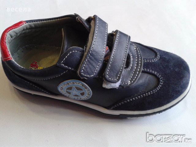 Спортни обувки от естествена кожа Син цвят, снимка 1 - Детски маратонки - 12752296