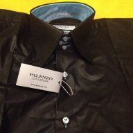 Нова риза Palenzo slim fit S - луксозна черна лъскава тюркоаз, снимка 9 - Ризи - 18030766
