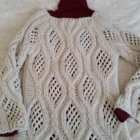 Пухен пуловер с кокетна панделка , снимка 1 - Блузи с дълъг ръкав и пуловери - 23584022