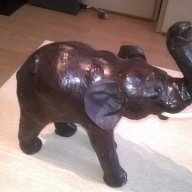 ГОЛЯМ Слон-голям-кожено покритие-30х30х13см-внос швеицария, снимка 6 - Антикварни и старинни предмети - 18314700