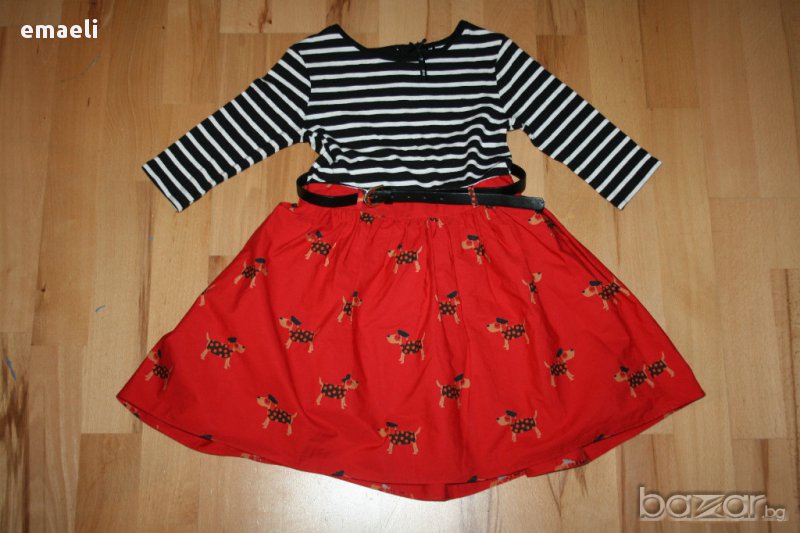 Симпатична рокля с кученца и колан на Next за 3 г , снимка 1