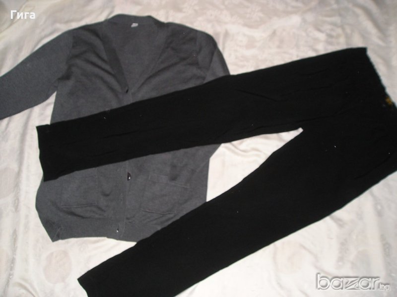 Дълга сива жилетка и панталон клин Л-ки, снимка 1