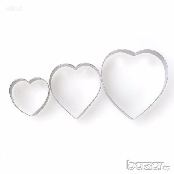 3 големи размера сърца метални форми резец за сладки бисквитки бисквити мъфини кексчета фондан, снимка 1