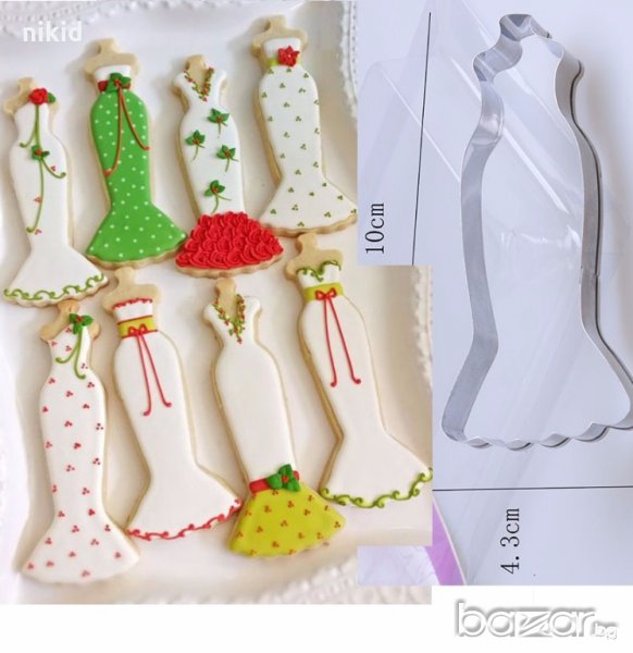 Дълга права вечерна рокля метална форма резец за сладки бисквитки фондан украса, снимка 1
