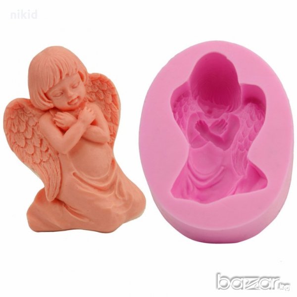 3D Голям Ангел кръстосани ръце силиконов молд форма декорация торта фондан шоколад и др., снимка 1