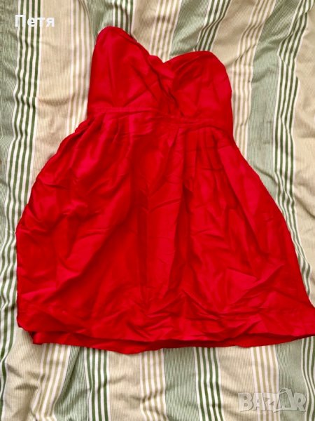 Дамска официална червена сатенена рокля, снимка 1