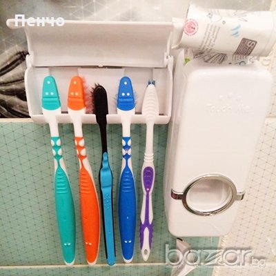 Комплект автоматичен диспенсър за паста за зъби и четка за зъби за баня с високо качество, снимка 6 - Други стоки за дома - 20601119