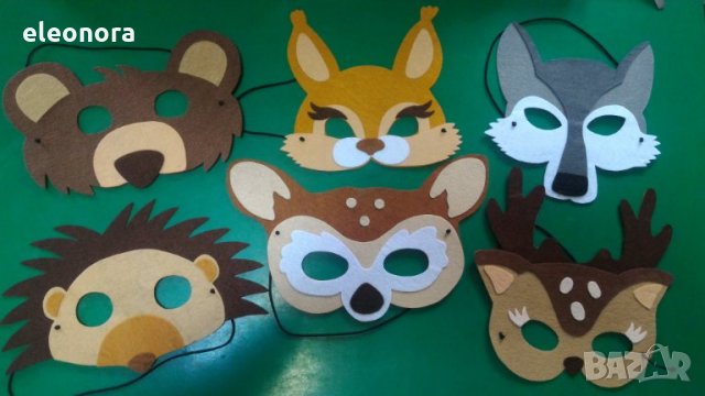 Ръчно изработени маски на животни от филц, снимка 13 - Други - 23427745