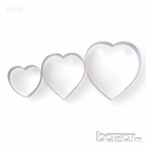 3 големи размера сърца метални форми резец за сладки бисквитки бисквити мъфини кексчета фондан