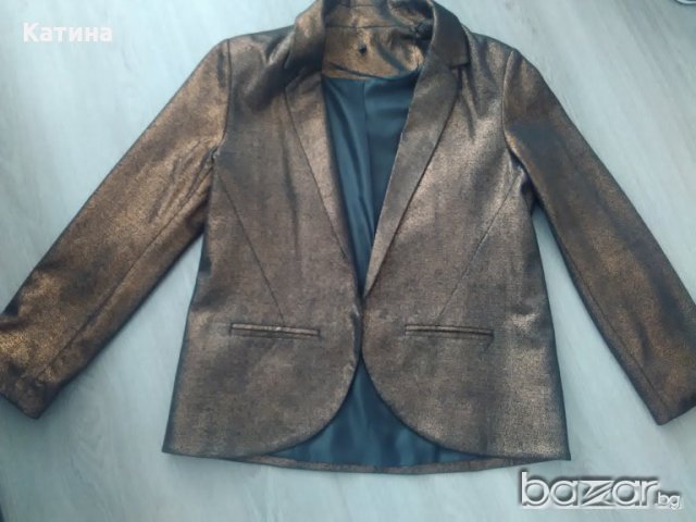 Ново дамско сако в блестящо кафяво, снимка 1 - Сака - 20754231