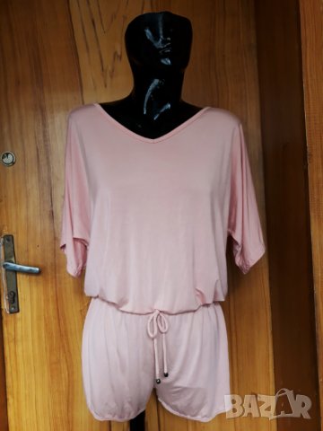 Бебешко розов къс гащеризон трико Л/ХЛ, снимка 1