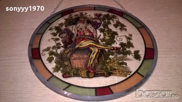 ПОРЪЧАН-gambrinus 34см-витраж-ретро колекция-внос швеицария, снимка 6 - Колекции - 19884346