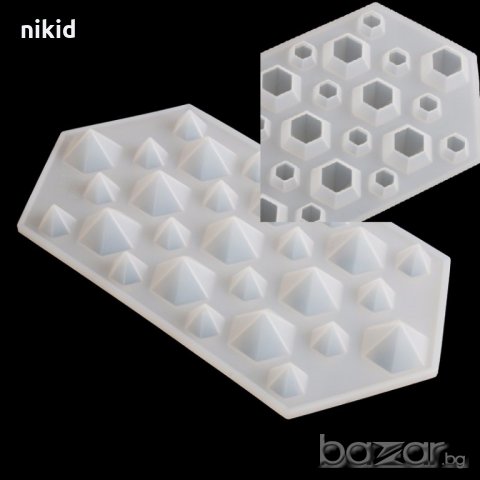 3D Диаманти пирамиди диамант пирамида силиконов молд декорация украса фондан торта шоколад гипс желе