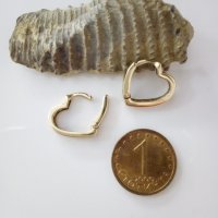 Продадени!златни обеци-халки СЪРЦЕ (модел 2) - 2.10 грама/ 14 карата, снимка 3 - Пръстени - 23689126