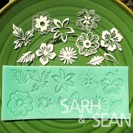 нежни цветя и листа силиконов молд форма за украса декор торта фондан дантела, снимка 2 - Форми - 12678601