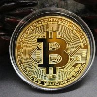 Bitcoin монета - позлатена колекционерска Биткоин, снимка 1 - Нумизматика и бонистика - 21135462