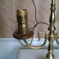 стара нощна лампа от месинг и дърво, снимка 4 - Настолни лампи - 14068643