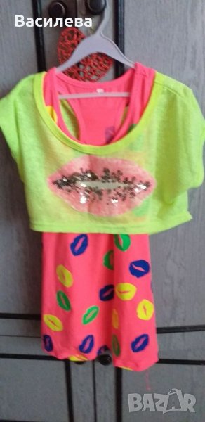 Детски комплект от 2 части- потник и къса блуза, размер 10- 134/140, снимка 1