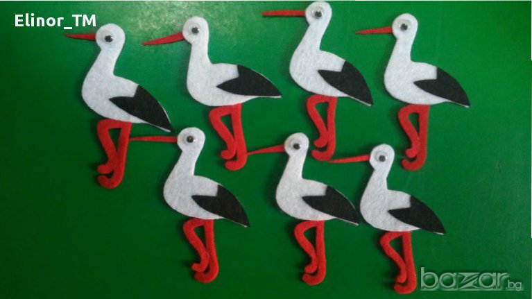 Ръчно изработени щъркели от филц, снимка 1