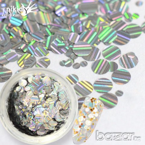 1mm 2mm 3mm Холограмни лазер дъга ефект конфети декорация за нокти маникюр, снимка 2 - Продукти за маникюр - 19130754