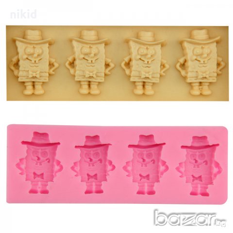 спондж боб Спонджбоб SPONGE SpongeBob 4 квадратни гащи силиконов молд украса декор торта фондан