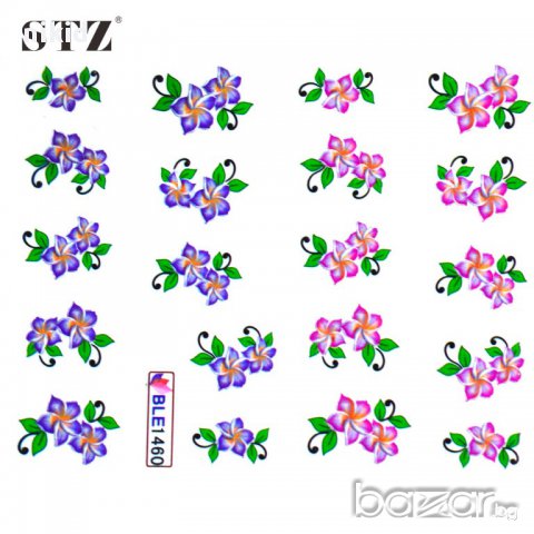 9 # BLE лот 50 бр листа татос цветя ваденки водни стикери за нокти листчеТа, снимка 4 - Продукти за маникюр - 16368780