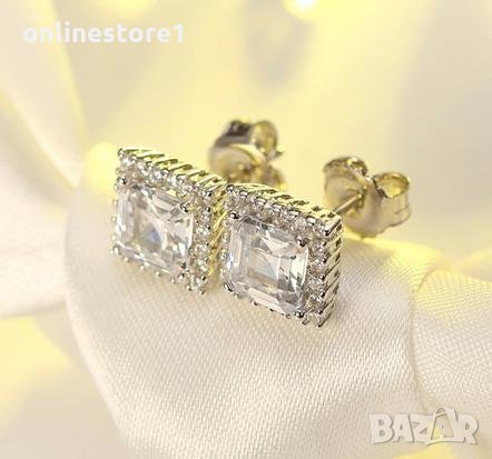 Сребърни обеци корона - 925 сребро проба BF106, снимка 1