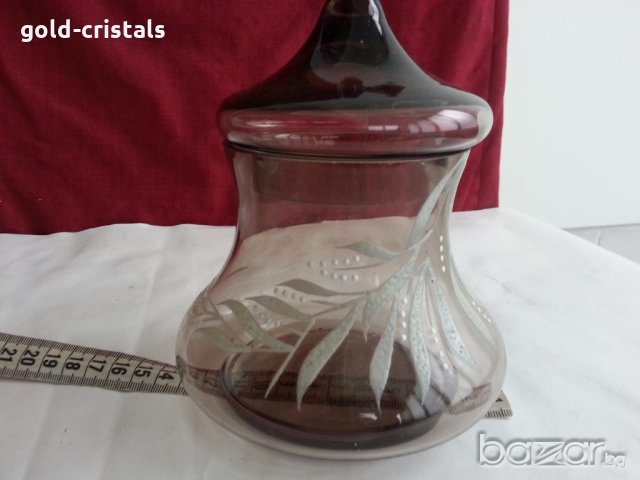 Стъклена купа с капак захарница бонбониера и др, снимка 10 - Антикварни и старинни предмети - 20243932