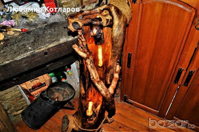 Уникална дървена лампа тип „Винтидж“-2, снимка 14 - Настолни лампи - 18073082