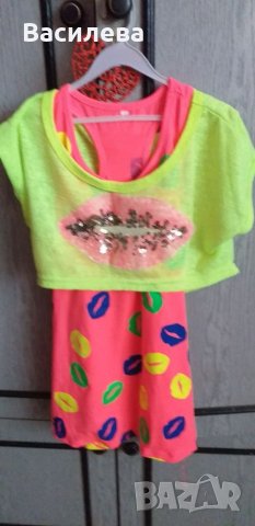 Детски комплект от 2 части- потник и къса блуза, размер 10- 134/140, снимка 1
