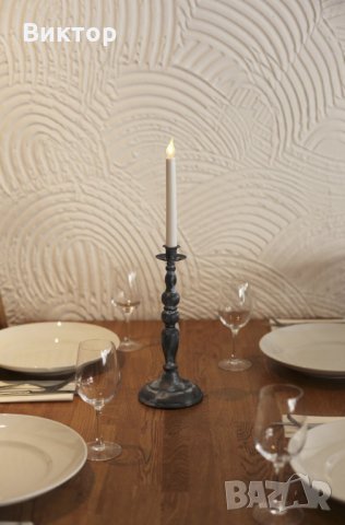 ЛЕД свещник, рустик дизайн 49 см, снимка 2 - Декорация за дома - 23223941