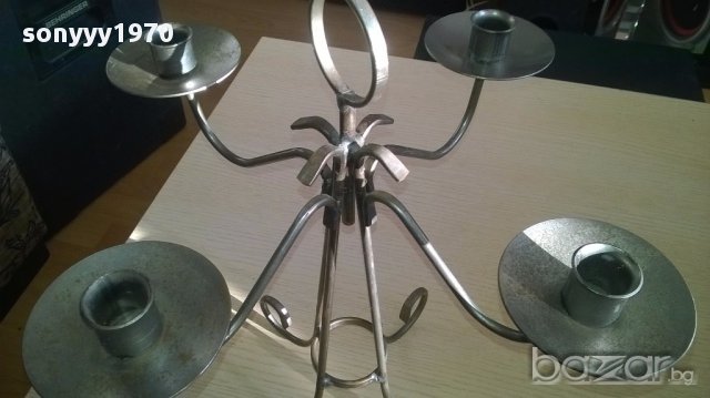 Голям метален свещник-36/36см-внос швеицария, снимка 7 - Антикварни и старинни предмети - 13487854