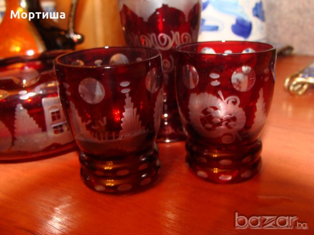  Кристален комплект рубин разпродажба , снимка 6 - Антикварни и старинни предмети - 21195428