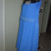 Синя копринена рокля - италианска, снимка 4 - Рокли - 19070063