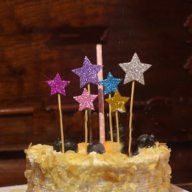 топери 6 бр сребристи или златисти звезди украса декорация мъфини парти торта и др., снимка 2 - Други - 15859278