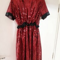 Червена пайетена рокля, снимка 4 - Рокли - 21554014