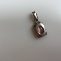 сребърна висулка с естествен камък котешко око, снимка 1 - Колиета, медальони, синджири - 23218282