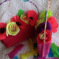 Ръчно изработени чантички за подарък от хартия с цветя от хартия с бонбони, снимка 5 - Декорация за дома - 14060421