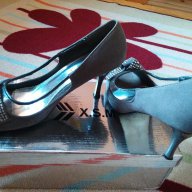 сиви велурени обувки на ток, снимка 5 - Дамски обувки на ток - 11570716