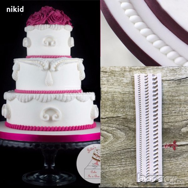 3 размера дълги усукани въжета въже силиконова форма молд за украса торта с фондан шоколад, снимка 1