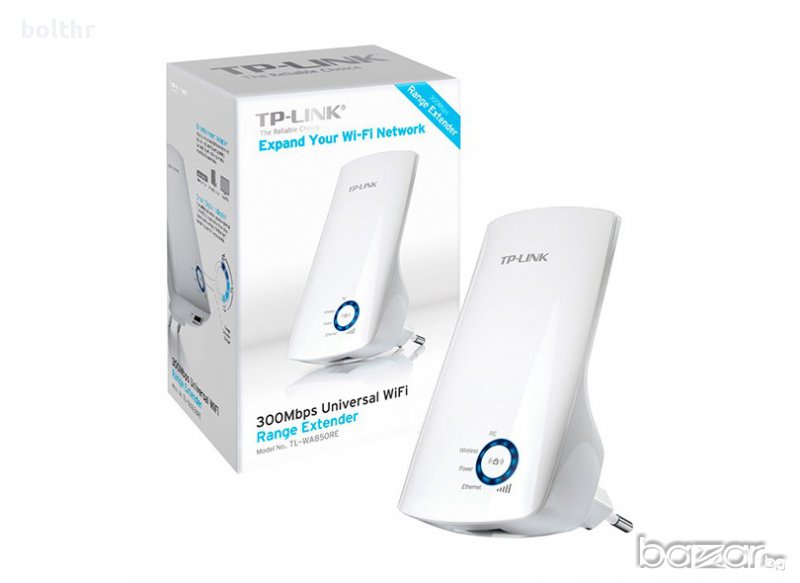 WI-FI АДАПТЕР-REPEATER ЗА УВЕЛИЧАВАНЕ ОБХВАТА НА РУТЕРА TP-LINK RANGE EXTENDER TL-WA850RE, снимка 1