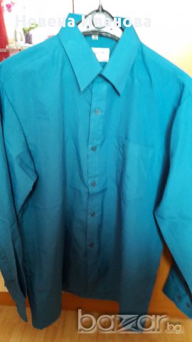 Мъжка риза с дълъг ръкав нова - тюркоазен цвят
